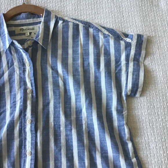 Madewell Cropped Button-Down Shirt in Stripe XS - Picture 6 of 8